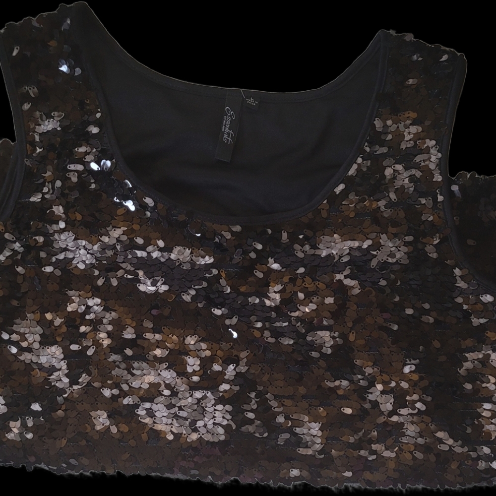 BlACK SEQUINS TOP | LARGE| NEW | ESSENTIALS BY MILANO